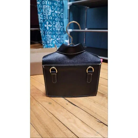 Fun Black Button Down Jacket Shirt on Hanger Crossbody Wristlet Handbag - Picture 3 of 5